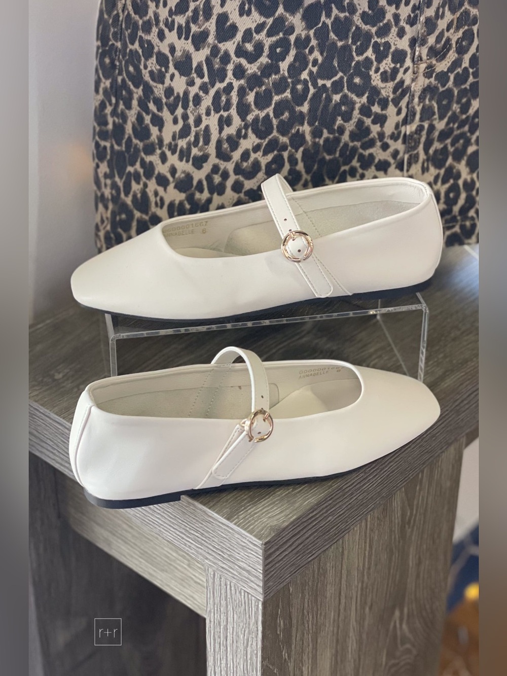 Shu Shop Annabelle Bone Ballet Flat Mary Jane with Square Toe